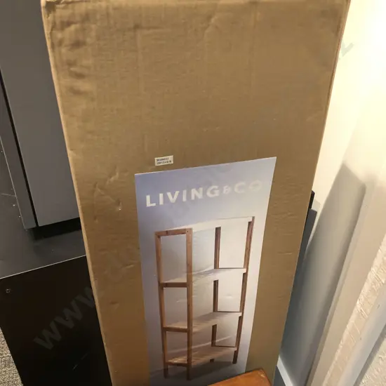 Flat Pack Shelving Unit in Box Together with CD Rack and Small Shelf