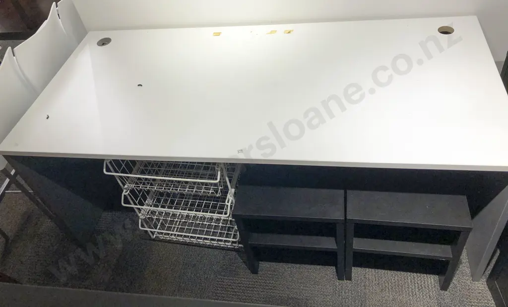 Modern Office Desk Together with Pair of Low Shelfs and Large Square Occasional Table Image 1++