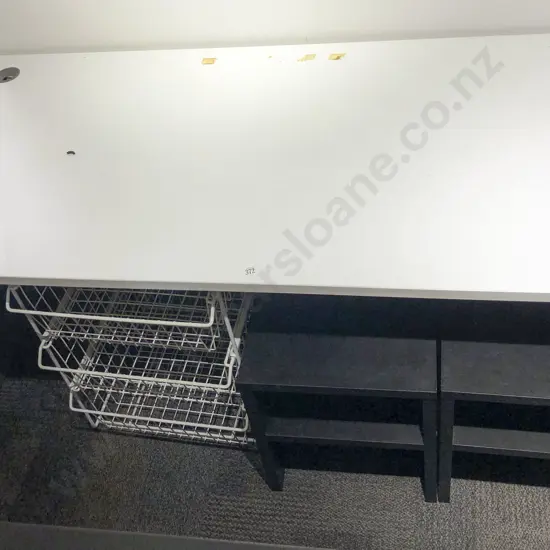 Modern Office Desk Together with Pair of Low Shelfs and Large Square Occasional Table