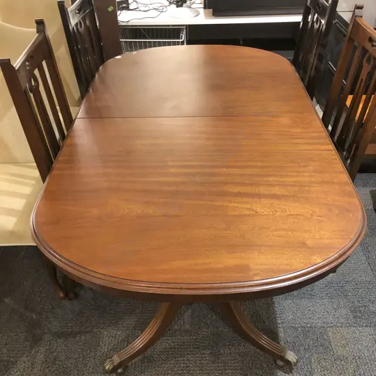 D End Extension Dining Table with Four Dining Chairs