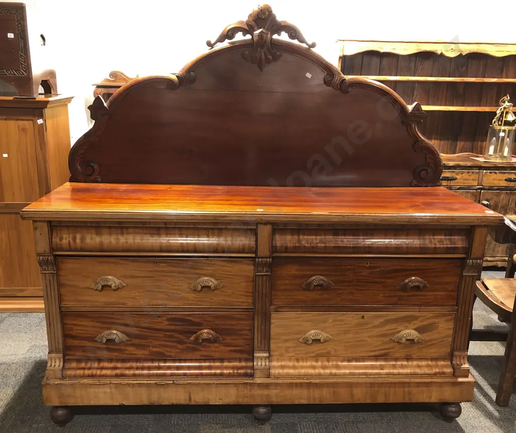 Composed Victorian Mahogany Sideboard with Gallery Back Image 1++