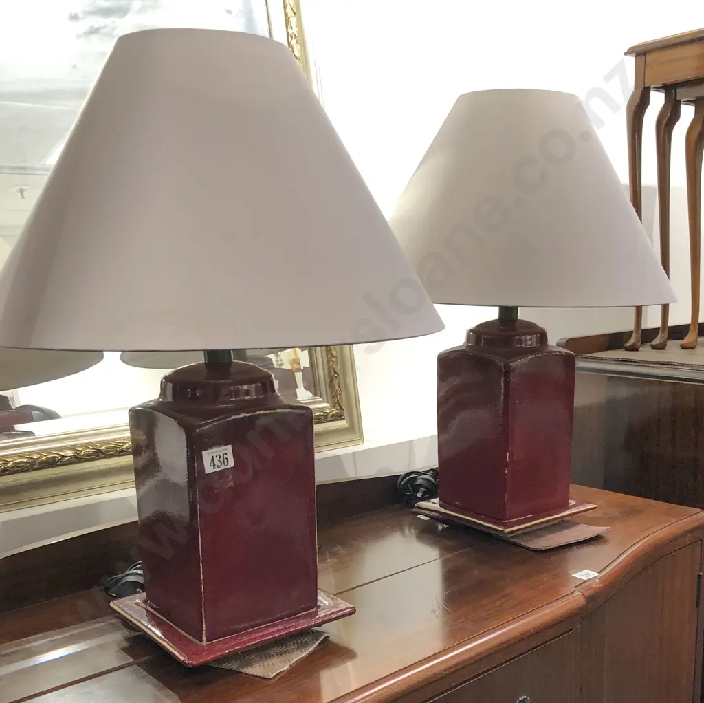 Pair of Red Glazed Lamps Image 1++