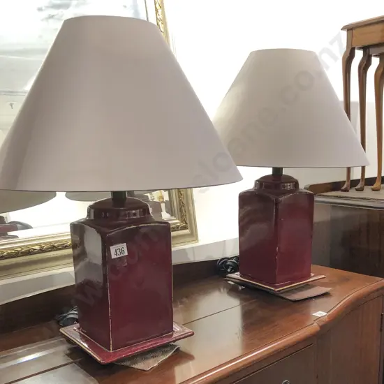 Pair of Red Glazed Lamps