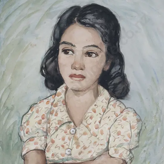 Maude Burge (1865 - 1957) - Portrait of a Young Girl (Patterned Blouse)