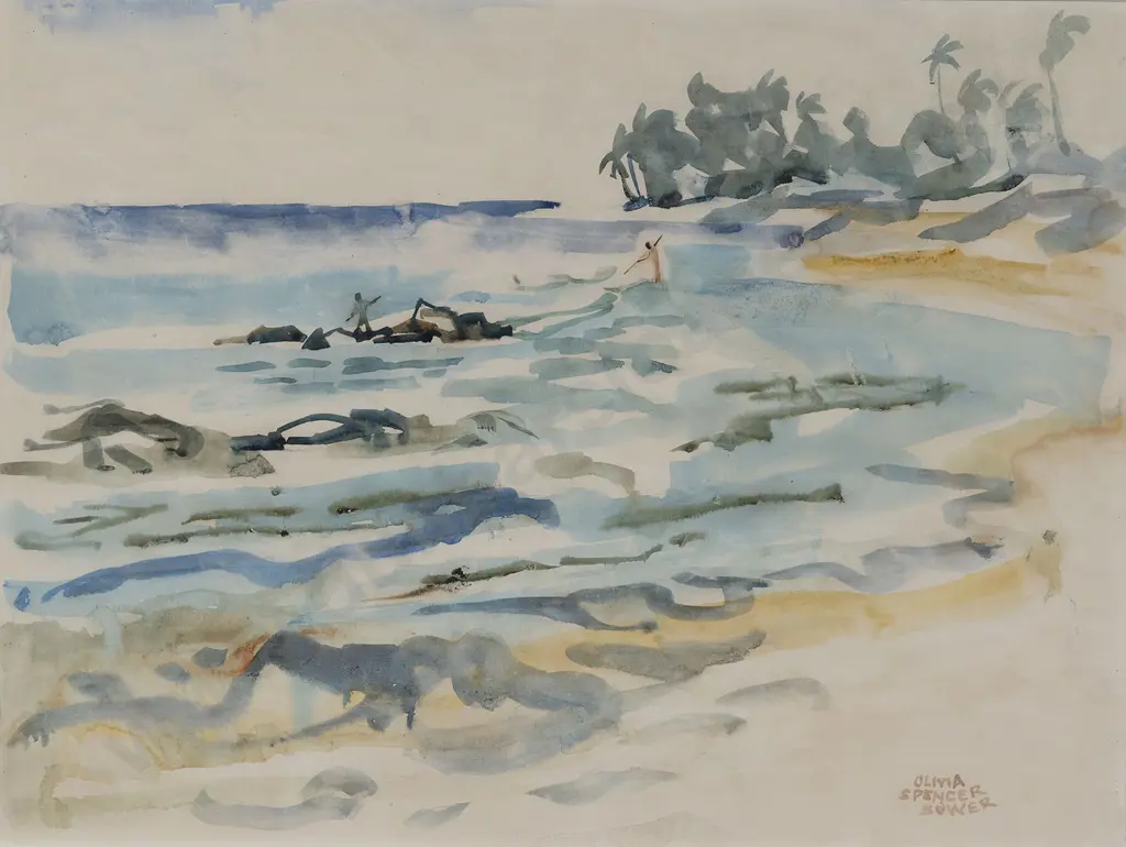 Olivia Spencer Bower (1905 - 1982) - Untitled (Ocean Landscape) Image 1++