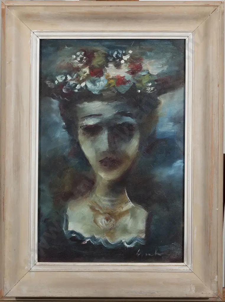 Francis Lymburner (1916-1972) - Portrait of Woman with Floral Hat Image 1++