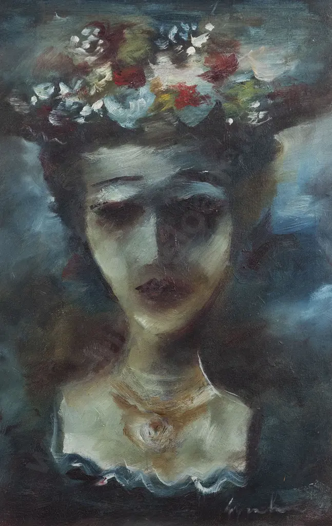 Francis Lymburner (1916-1972) - Portrait of Woman with Floral Hat Image 1++