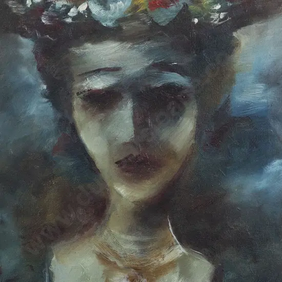 Francis Lymburner (1916-1972) - Portrait of Woman with Floral Hat