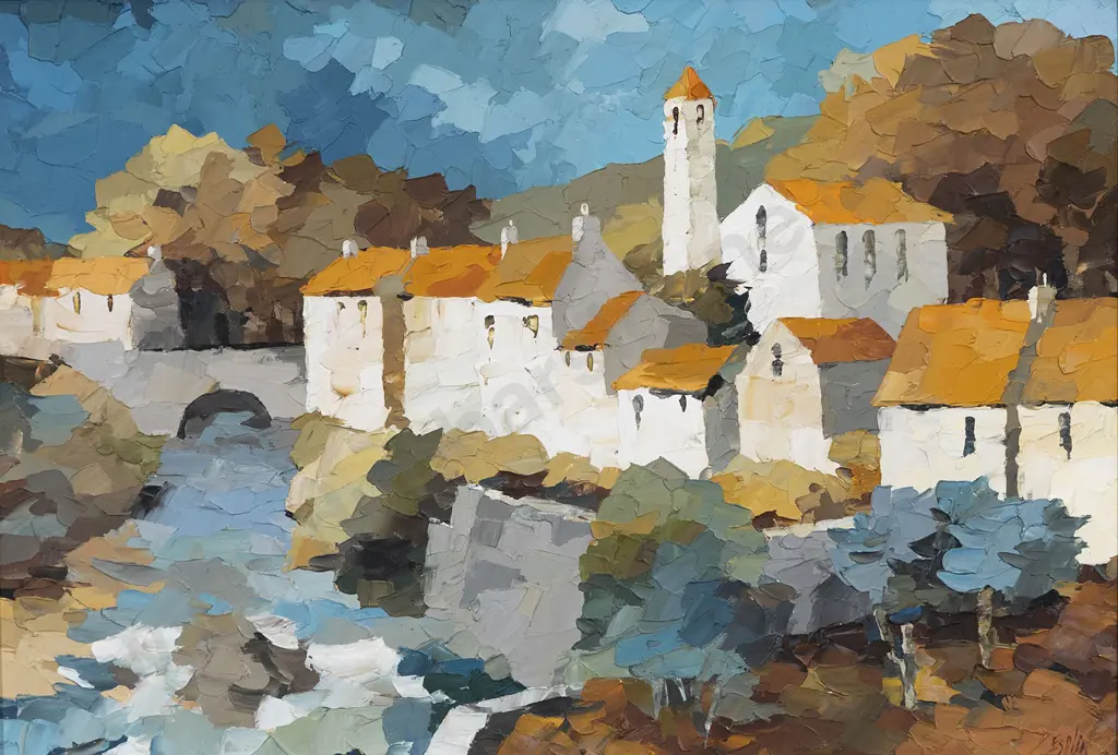 Tom Esplin (1915 - 2005) - Village in Corsica Image 1++