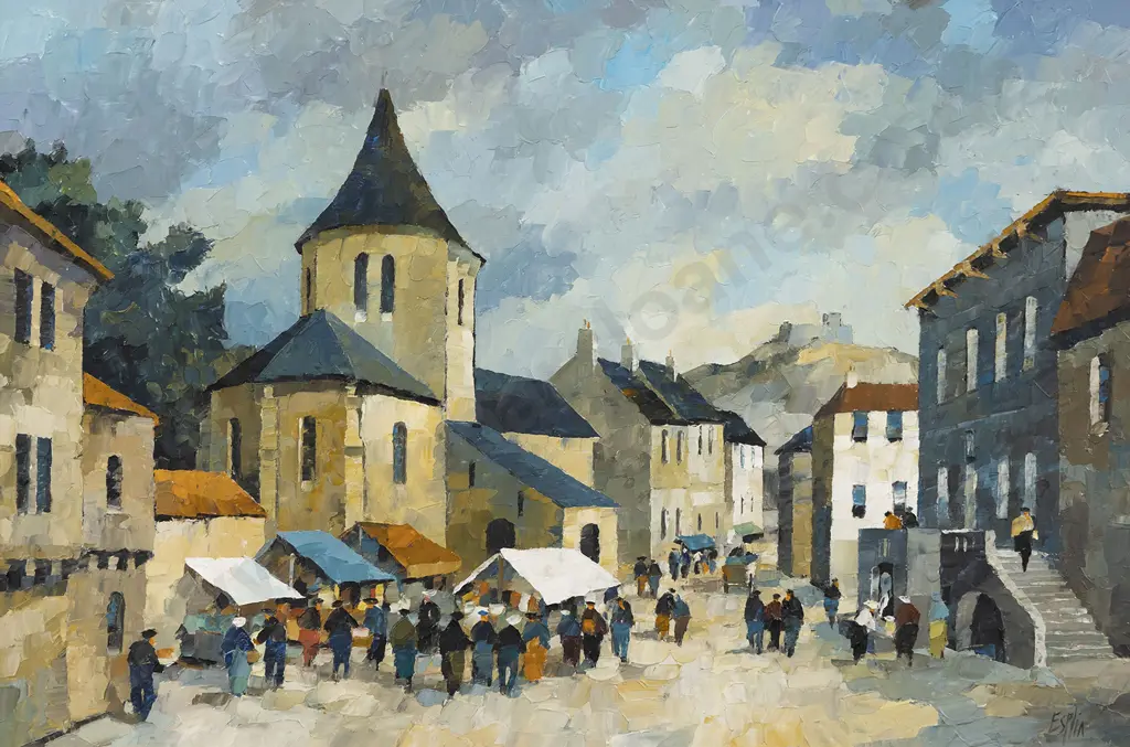 Tom Esplin (1915 - 2005) - Old Church in Auvergne Image 1++