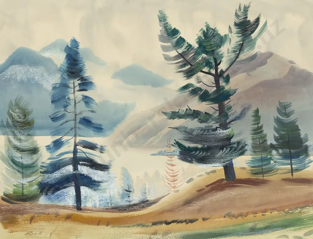 William James Reed (1908 - 1996) - Mist at Wanaka Image 1++