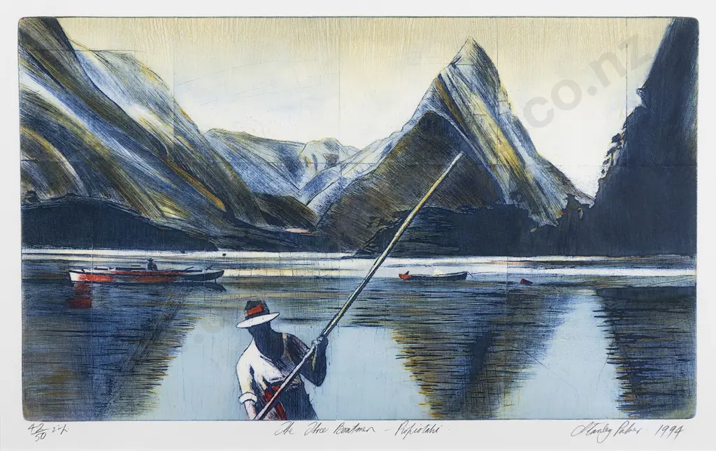 Stanley Palmer (b. 1936) - The Three Boatmen - Piopiotahi Image 1++