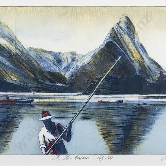 Stanley Palmer (b. 1936) - The Three Boatmen - Piopiotahi