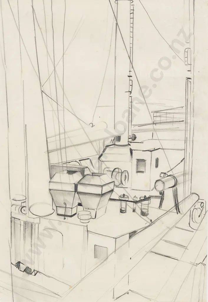 Louise Henderson (1902-1994) - Ship's Deck Image 1++