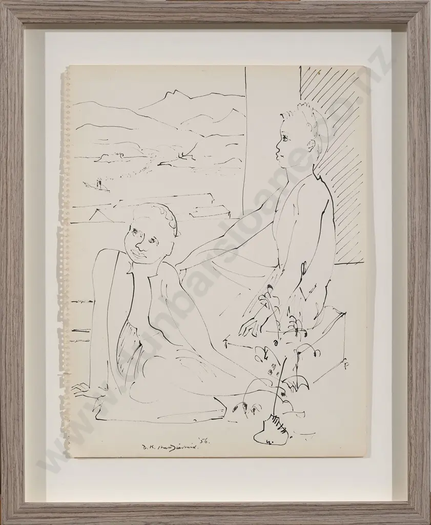 Douglas MacDiarmid (1922 - 2020) - Two Samoan Girls in my Flat Above Wellington Harbour Image 1++
