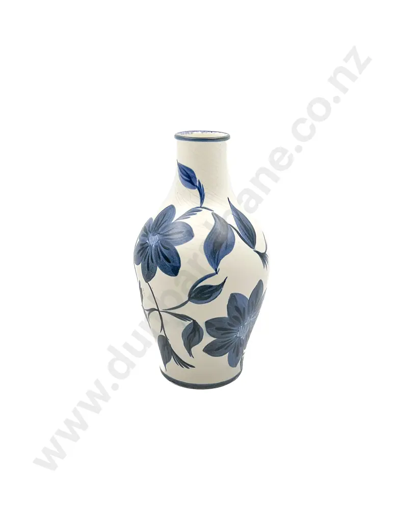 Crown Lynn Blue Floral Vase Image 1++
