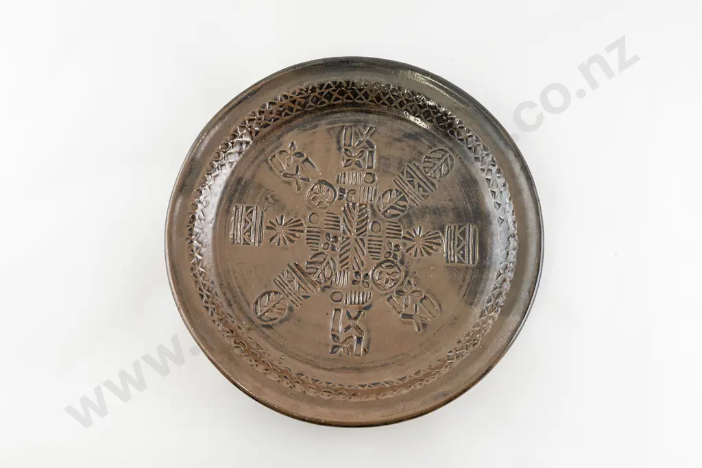 Warren Tippett Stamp Decorated Platter Image 1++