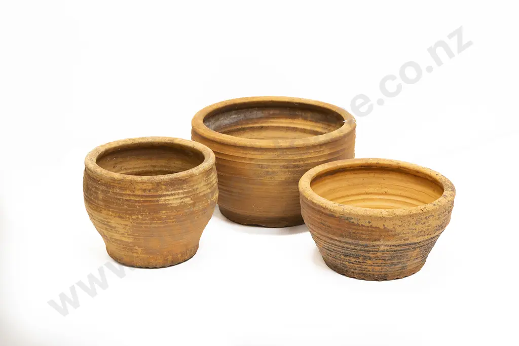 Three Barry Brickell Terracotta Garden Planters Image 1++