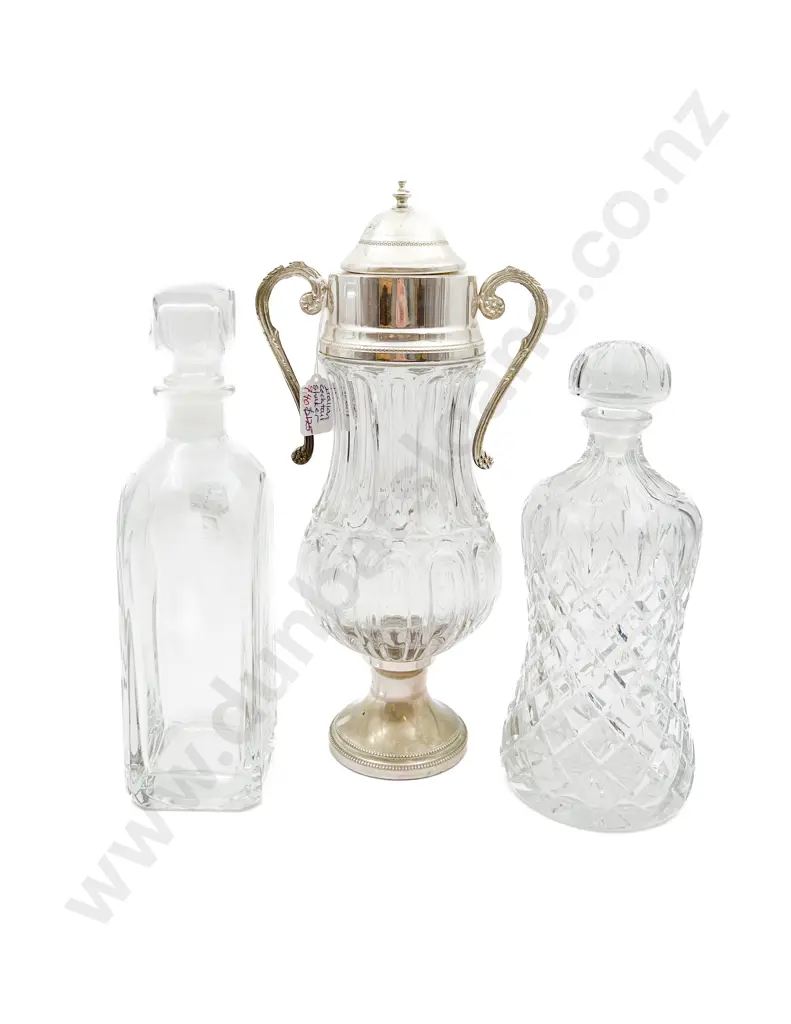 Two Decanters Together with Cocktail Shaker (stopper faults) Image 1++