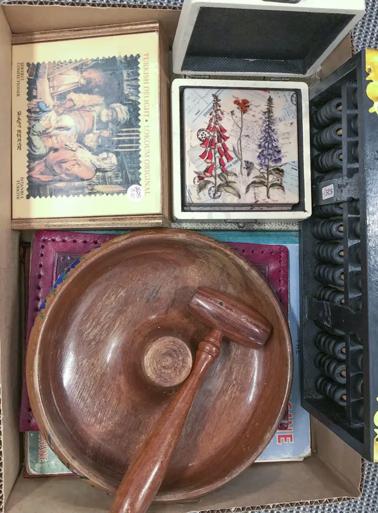 Box of Assorted Including Nut Bowl and Abacus Image 1++
