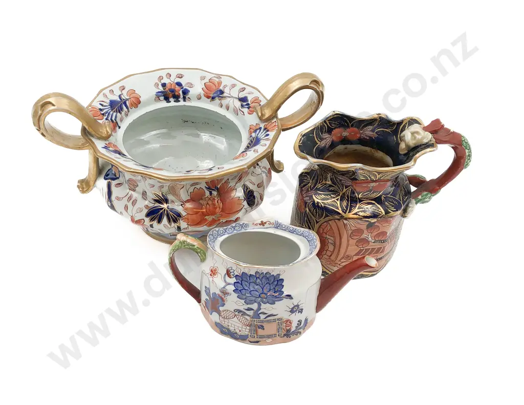 Vict Ironstone Jug, Tureen & Teapot (faults) Image 1++