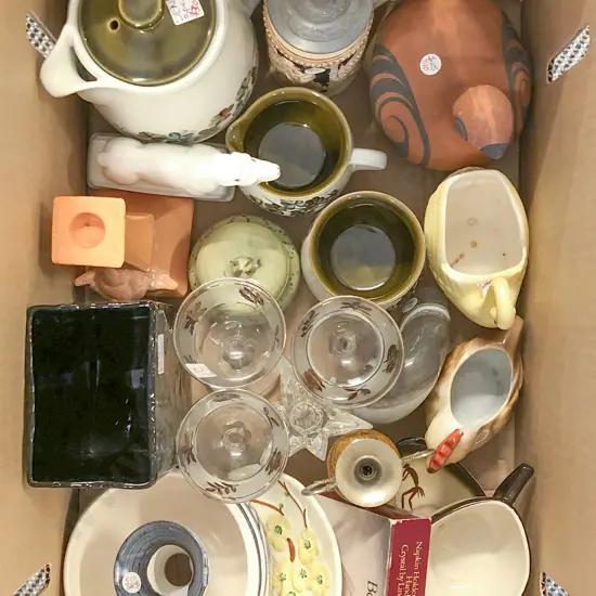 Two Boxes of Assorted China & Glassware etc