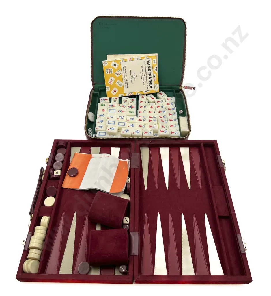 Cased Backgammon and Mah Jong Sets Image 1++