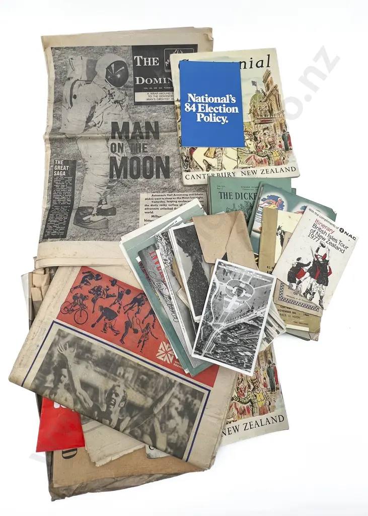 Box of Assorted Vintage Pamphlets Postcards & Newspapers Image 1++