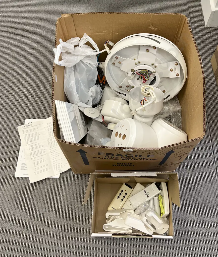 Quantity of Assorted Ceiling Fans and Accessories (needs attention) Image 1++