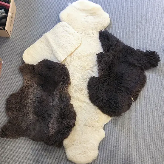 Box of Assorted Linen incl Sheepskin Rugs