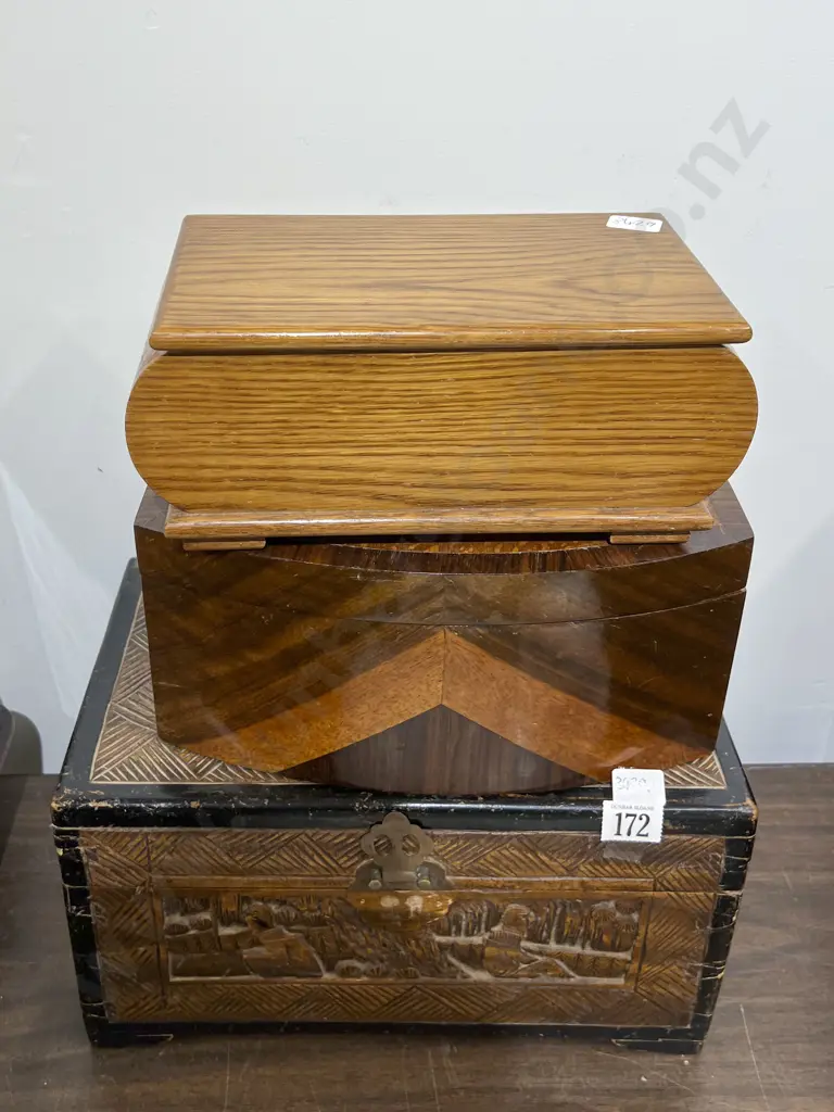 Three Jewellery Boxes Including Camphor Image 1++