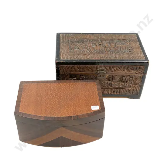 Three Jewellery Boxes Including Camphor