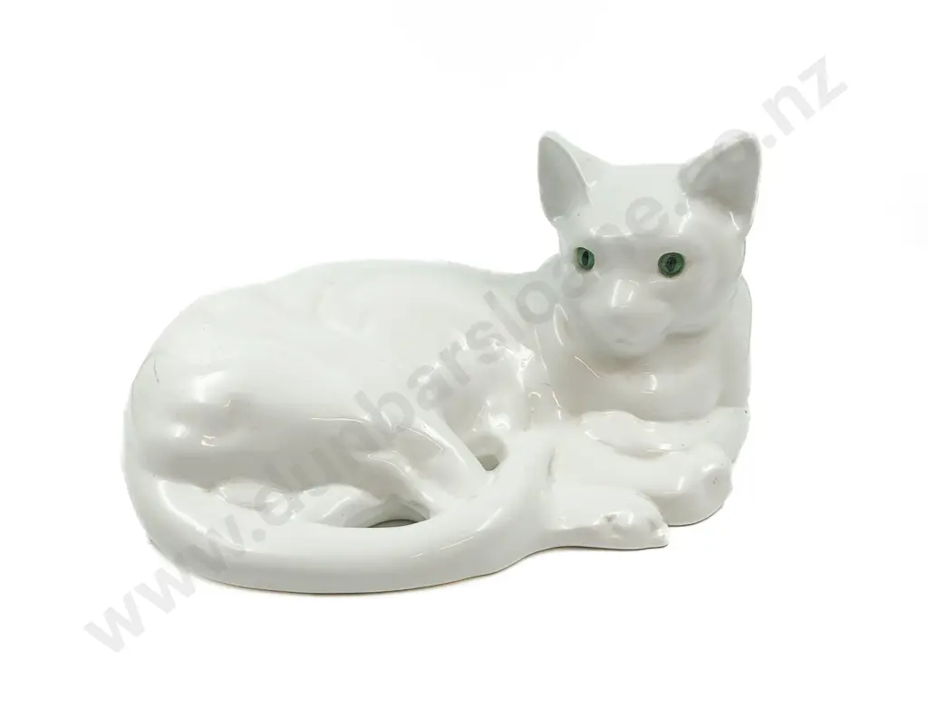 White Glazed Cat Ornament Image 1++