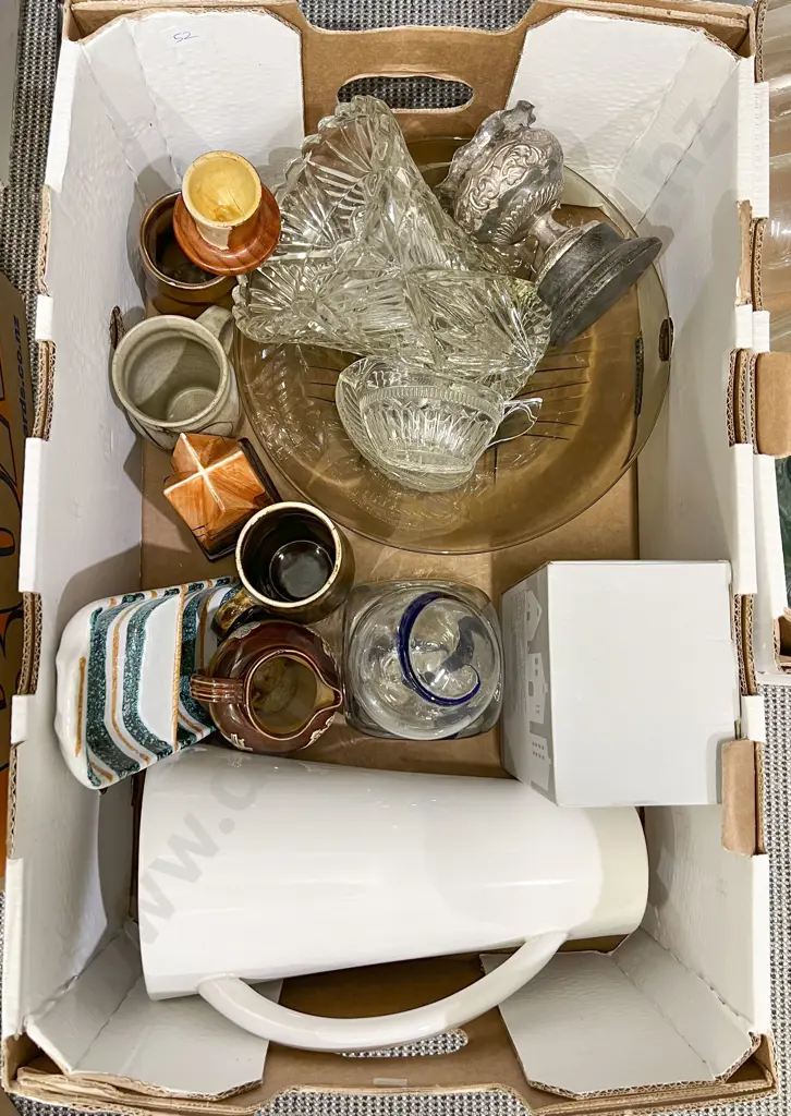 Box of Assorted Including Pressed Glass Vase Image 1++