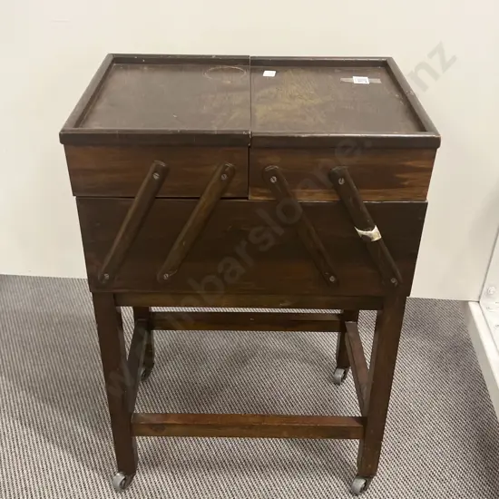 Wooden Sewing Box & Bakelite String/Wool Container