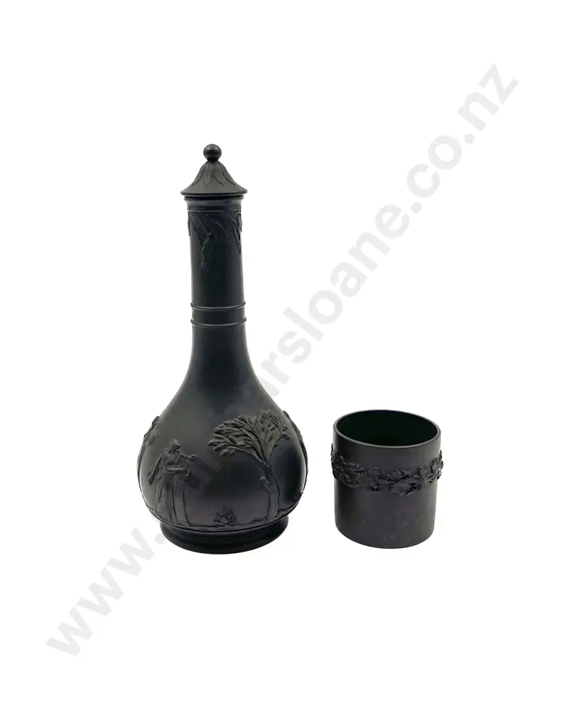 Wedgwood Basalt Stoppered Bottle & Cup Image 1++