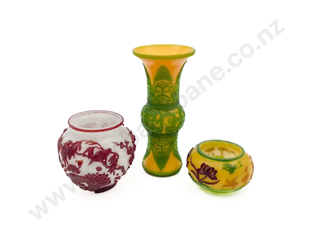 Three Cameo Glass Vases (faults) Image 1++