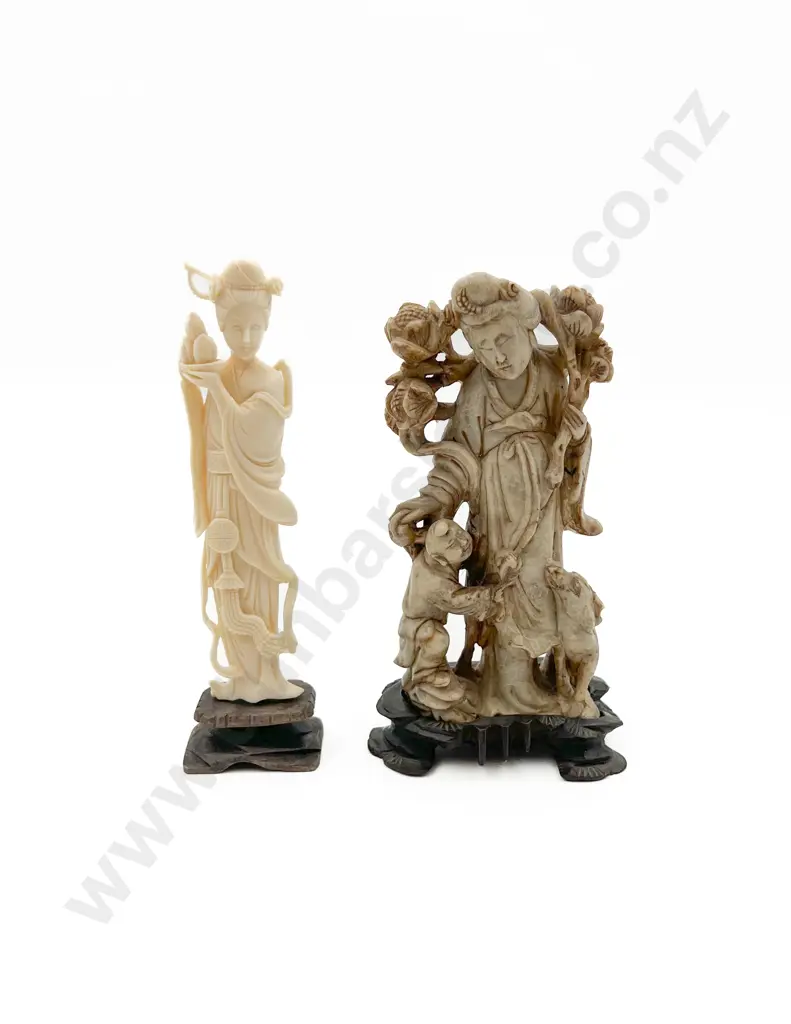 Ivory Figure together with Soapstone Figure Image 1++