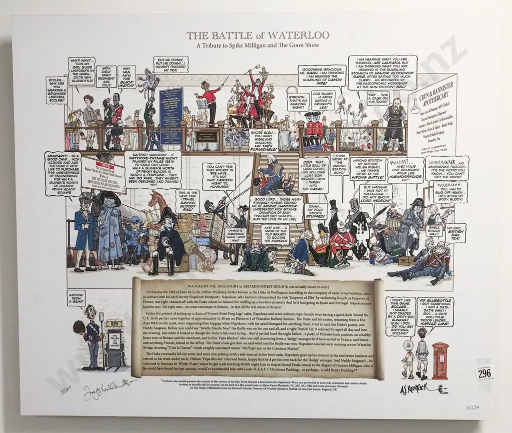 A.J Kentuck 'The Battle Of Waterloo' Comic Strip Printed on Board Image 1++