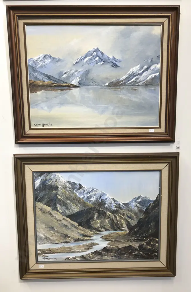 Two Oil on Board Mountainscapes by Colleen Hamilton Image 1++