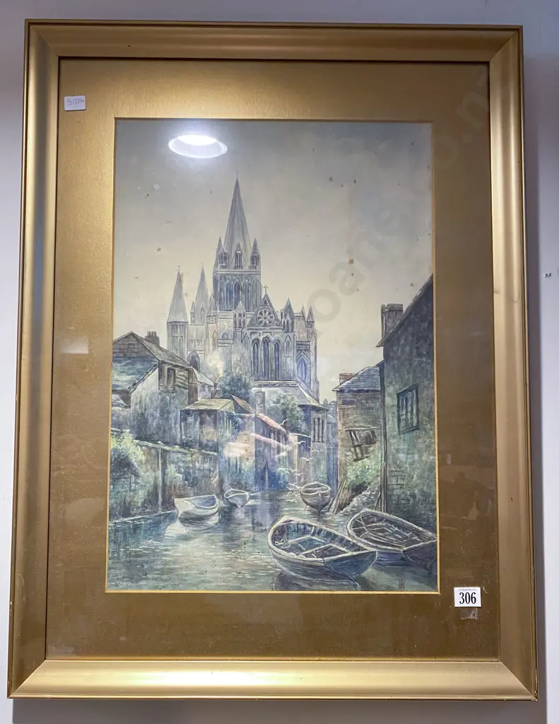 Vintage Watercolour Cathedral Scene Image 1++