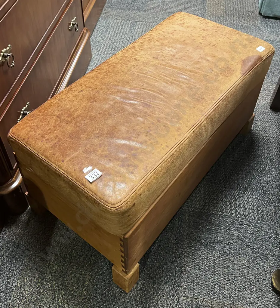 Low Stool with Leather Squab Image 1++