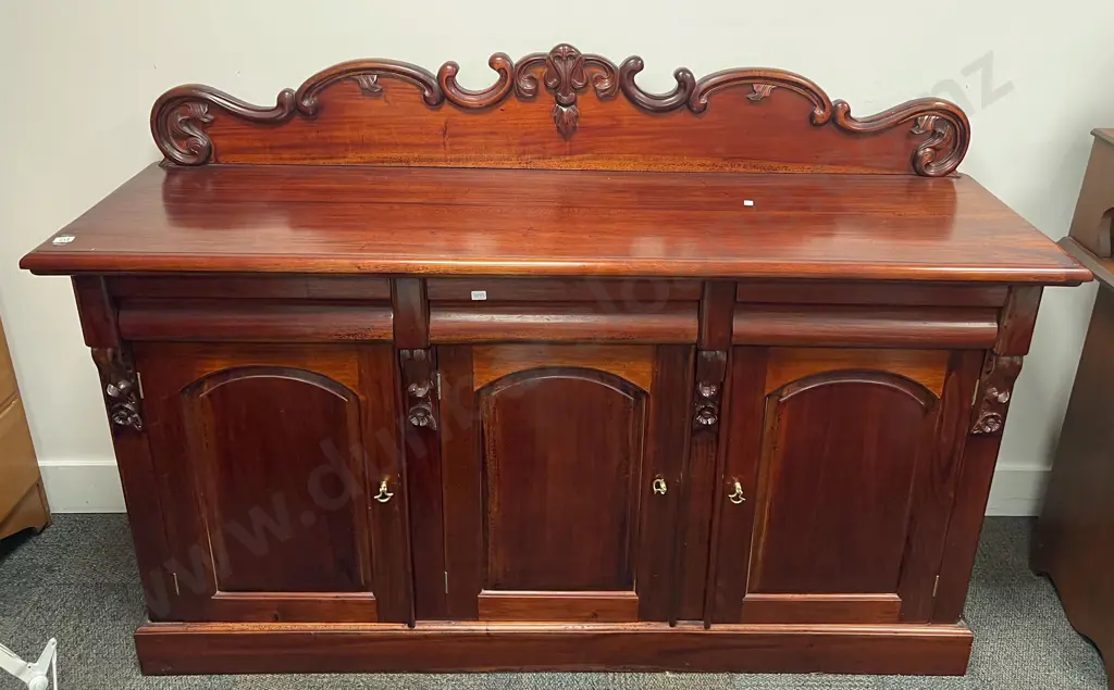 Mahogany Three Door Three Drawer Sideboard Image 1++