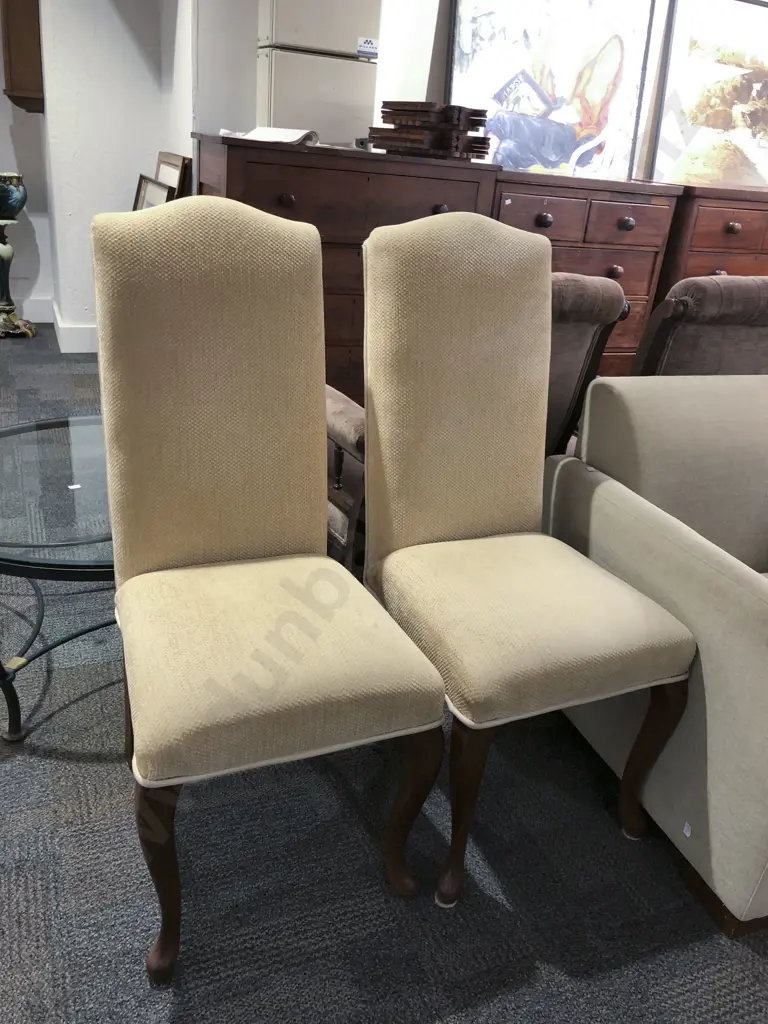 Pair of Georgian Style Upholstered High Back Dining Chairs ( Minor Upholstery Faults) Image 1++