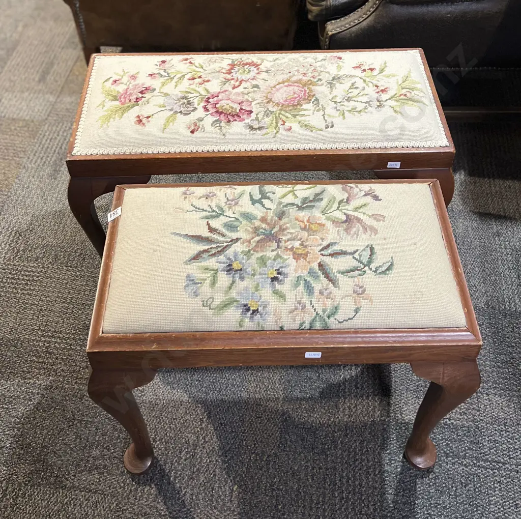 Two Tapestry Top Piano Stools Image 1++