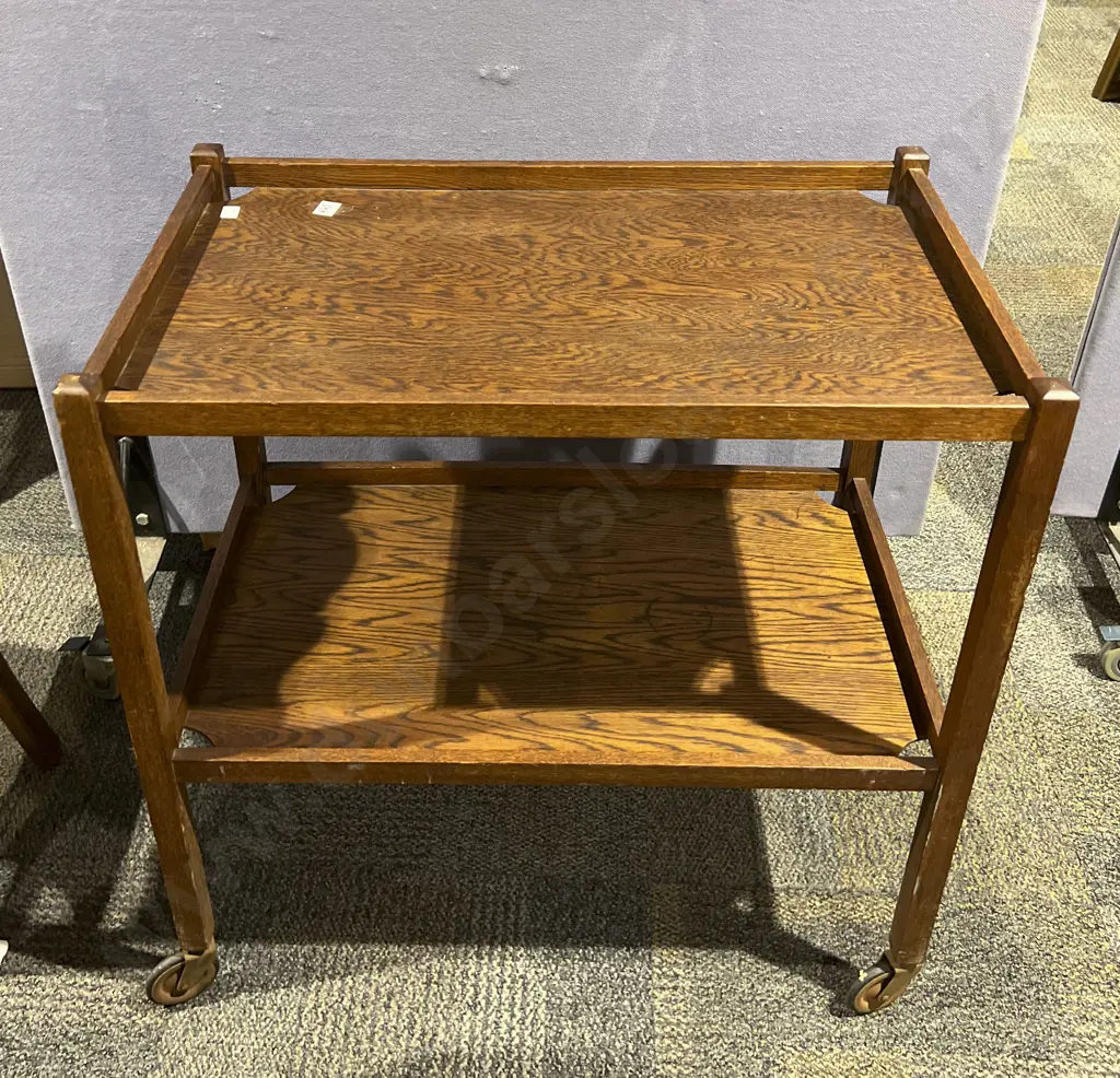 Oak Two Tier Tea Trolley Image 1++