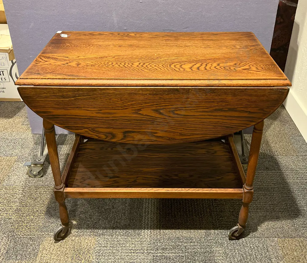 Oak Drop Leaf Tea Trolley Image 1++