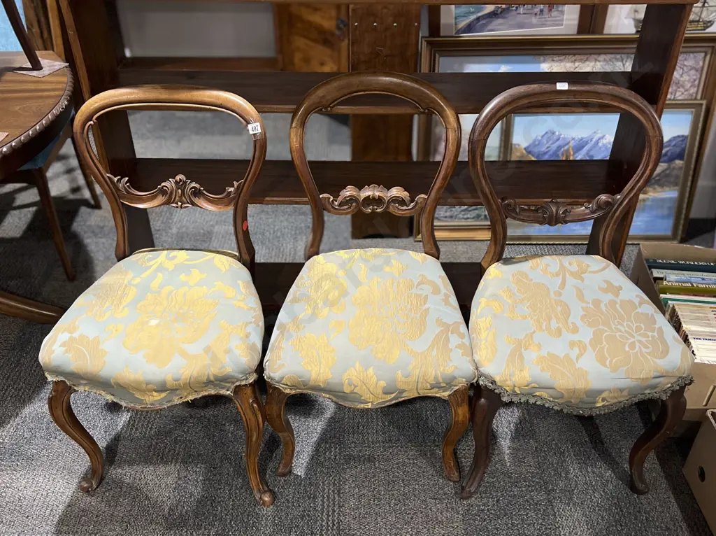 Three Harlequin Balloon Back  Dining Chairs Image 1++