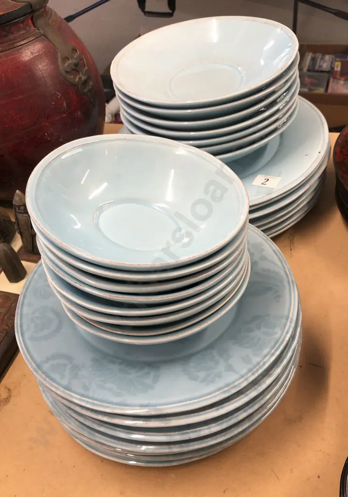 Qty of French Country Connections Blue Glazed Dinner China Image 1++