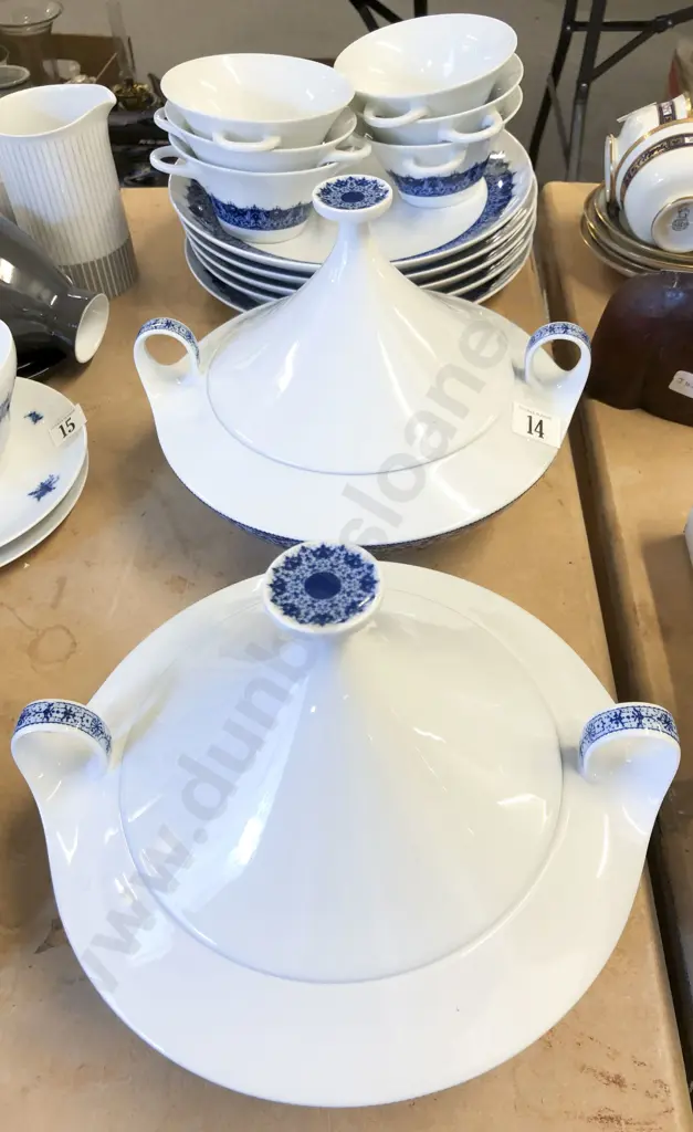 Qty Of Hutschenreuther Blue and White Dinner China Image 1++